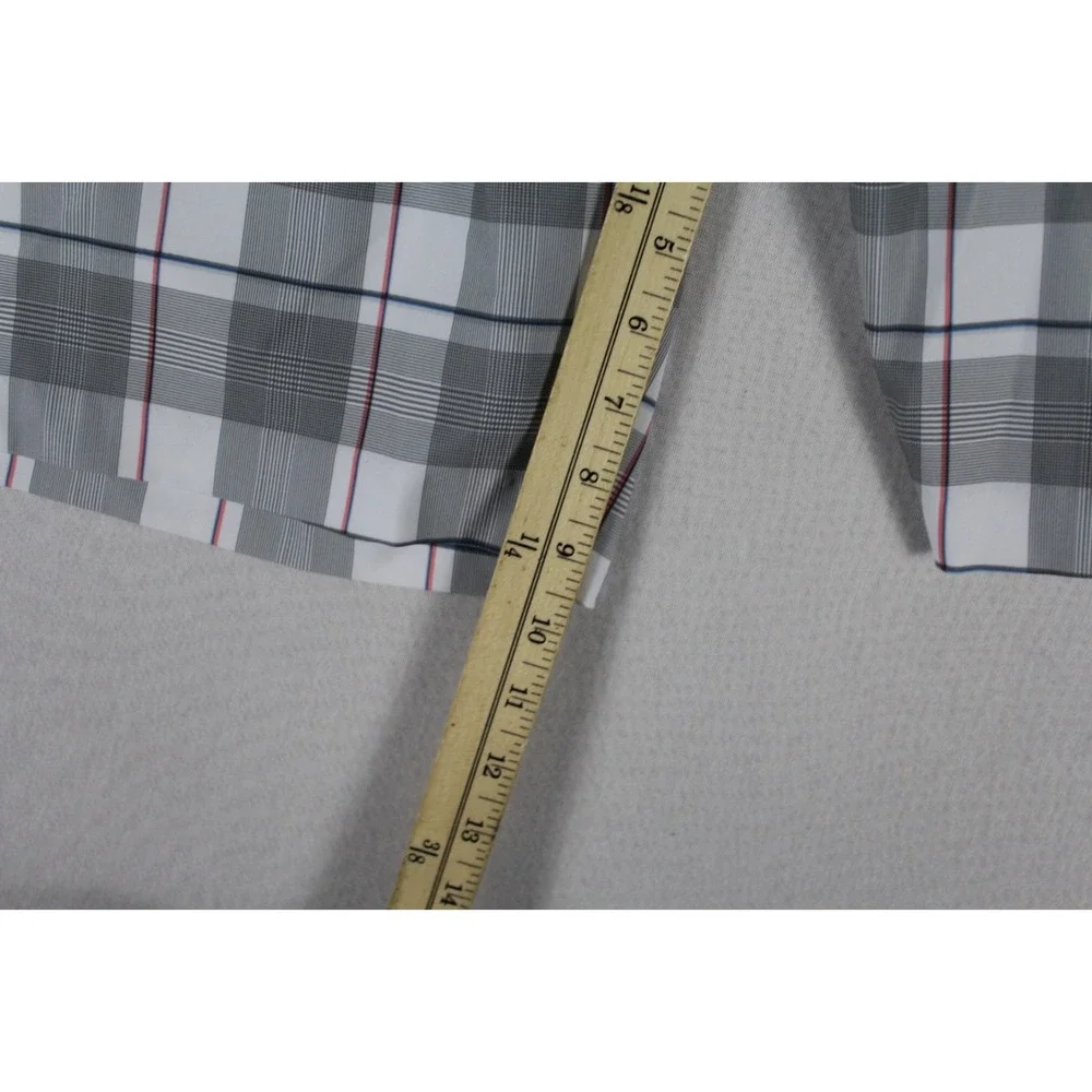 Callaway Men Gray Chino Shorts Plaid Casual Elastic Waist Size 40